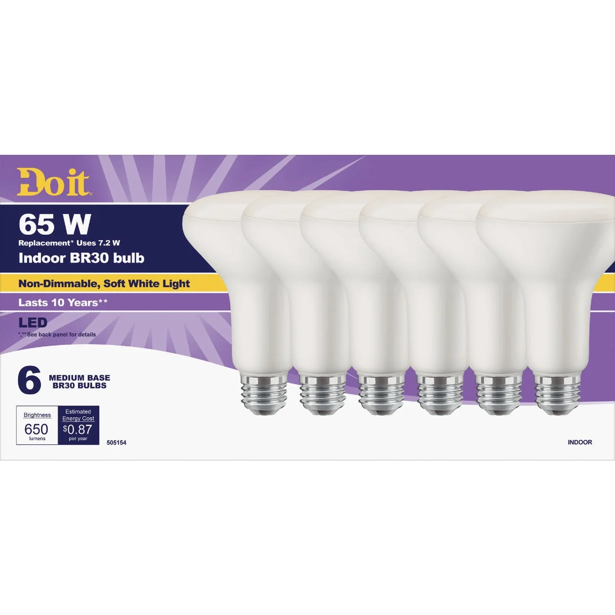 Professional Do it 65W Equivalent Soft White BR30 Medium LED Floodlight Light Bulb Title 20 6-Pack Reusable