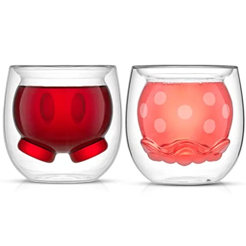 Trusted Mickey Pants and Minnie Skirt 3D 7.4oz Double Wall Glass Coffee Cups Set of 2 2 Count Smart
