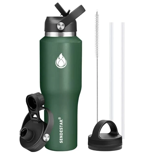 Practical Water Bottle Wide Mouth Stainless Steel Vacuum Insulated Double Wall Keep Liquids Cold or Hot All Day Natural