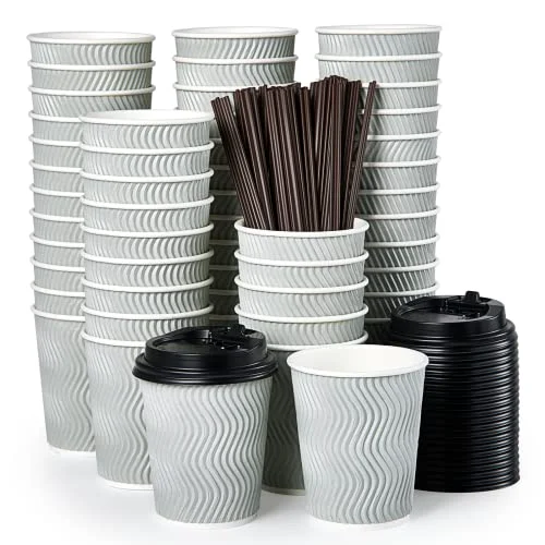 Clean 8 oz Paper Coffee Cups With Lids Classic
