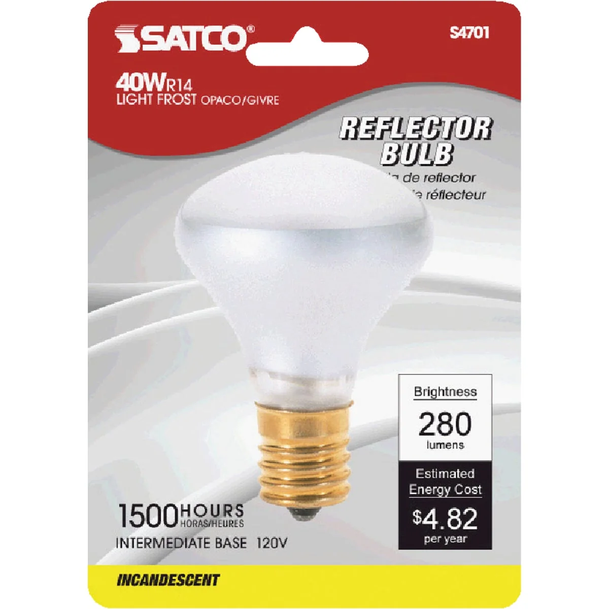 Original Design Satco 40W Frosted Intermediate Base R14 Reflector Incandescent Floodlight Light Bulb Eco-Friendly