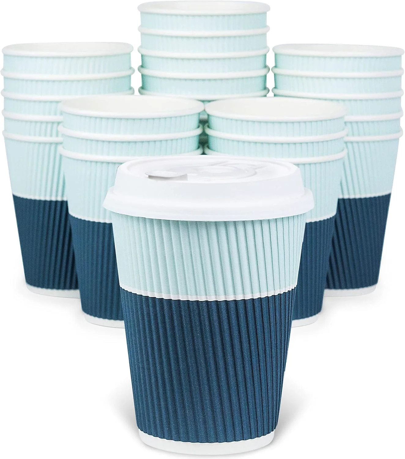 Effective Disposable Coffee Cups With Lids - 12 oz To Go Coffee Cups 80 Set With Sturdy Lids Prevent Leaks Paper Hot Cup Holds Shape With Hot Cold Drinks. Ripple Cups Protect Fingers from Heat Easy-to-Use