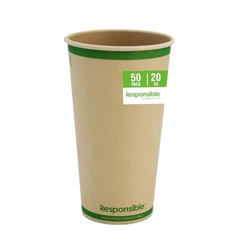 Luxury Compostable 20 oz Paper Cups 50 Count Crafted
