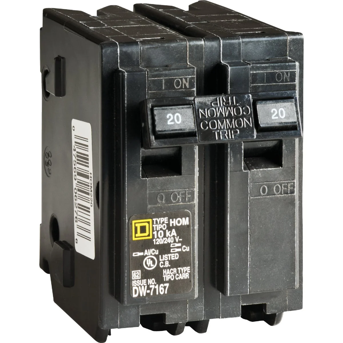 Optimized Square D Homeline 20A Double-Pole Standard Trip Circuit Breaker Pure