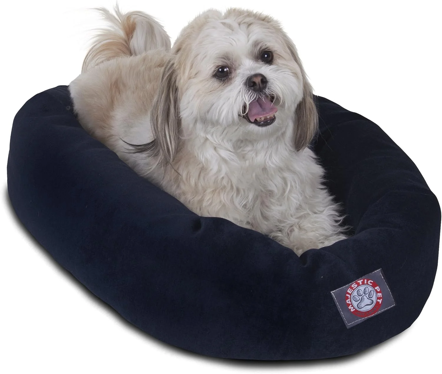 Secure Majestic Pet Villa 24 Inch Shredded Memory Foam Dog Bed for Small Sized Dogs 24x19x7 Inch–Orthopedic Dog Bed - Durable Pet Bed - Washable Small Pet Bed with Head Support-Navy Expertly Made