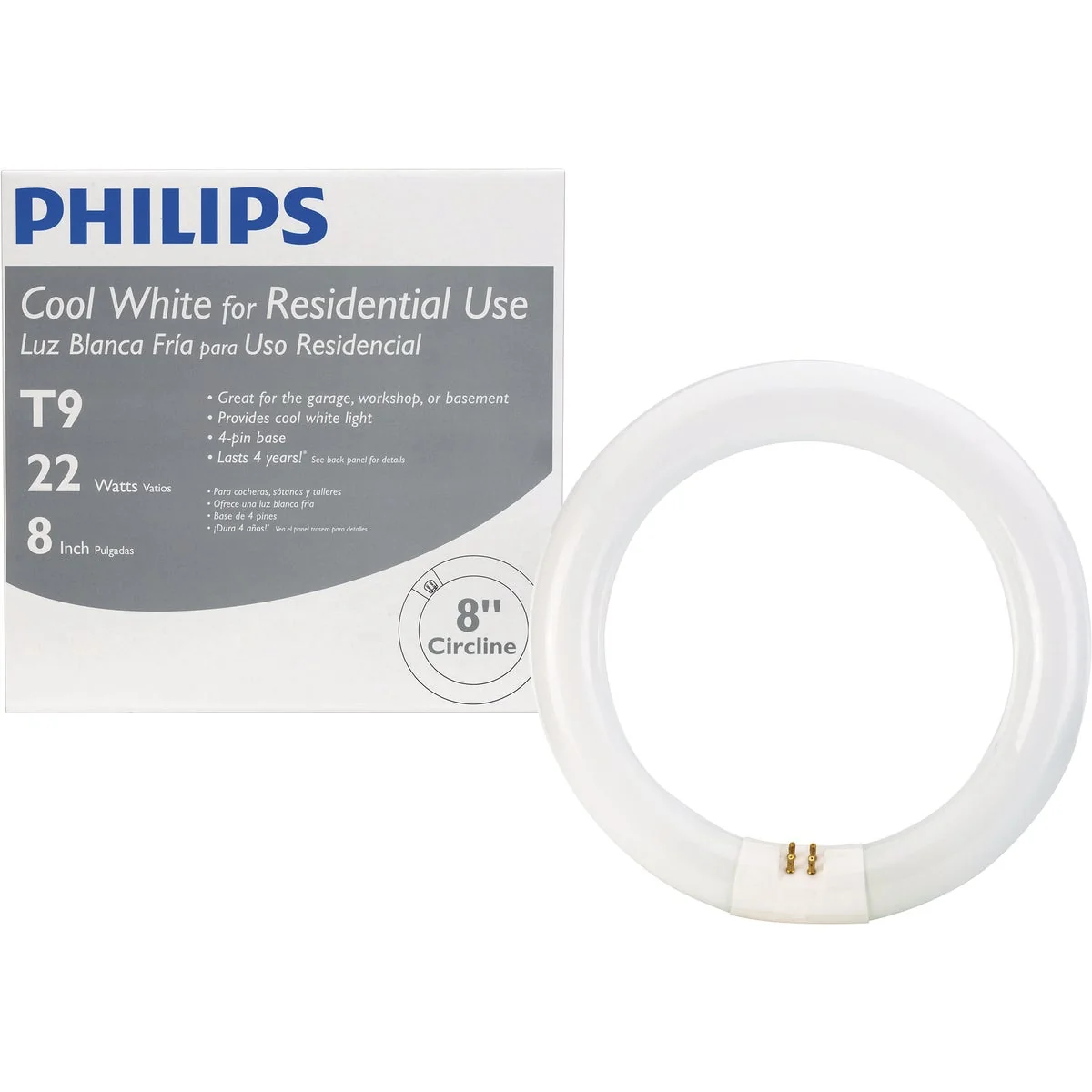 Contemporary Philips 22W 8 In. Cool White T9 4-Pin Circline Fluorescent Tube Light Bulb Effective