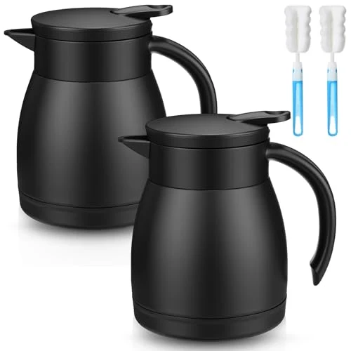 Exceptional 2 Pcs Thermal Coffee Carafe Insulated Stainless Steel Coffee Carafe for Hot Liquid Vacuum Thermal Pot Creamer Pitcher Dispenser with Brushes Keeping Hot Water Milk 2 Count Eco-Friendly