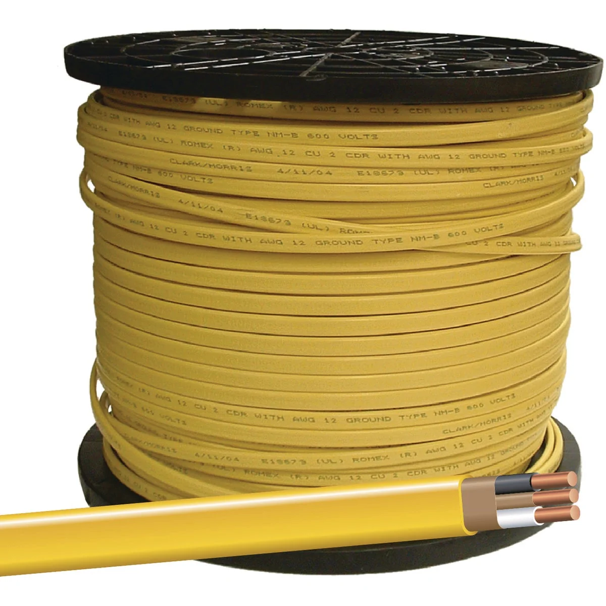 Authentic Romex 1000 Ft. 12-2 Solid Yellow NMW G Electrical Wire Eco-Friendly