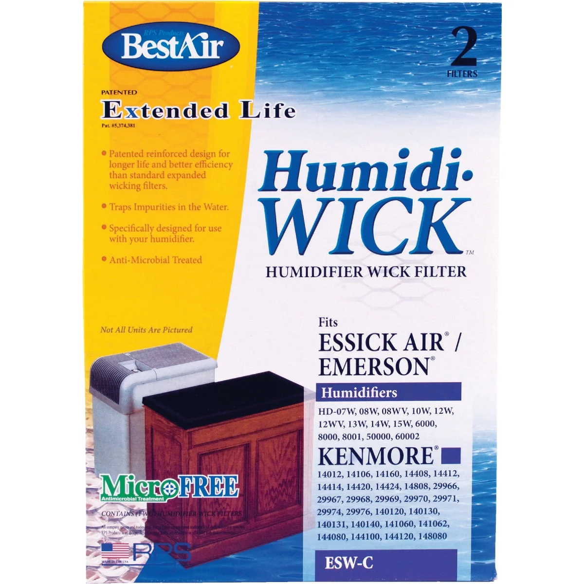 Advanced Air Extended Life Humidi-Wick ESW Humidifier Wick Filter 2-Pack Top-Quality
