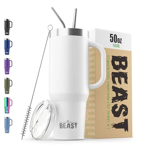 Fashionable Beast 50 oz Tumbler with Handle Stainless Steel Vacuum Insulated Coffee Ice Cup Double Wall Travel Flask Quality