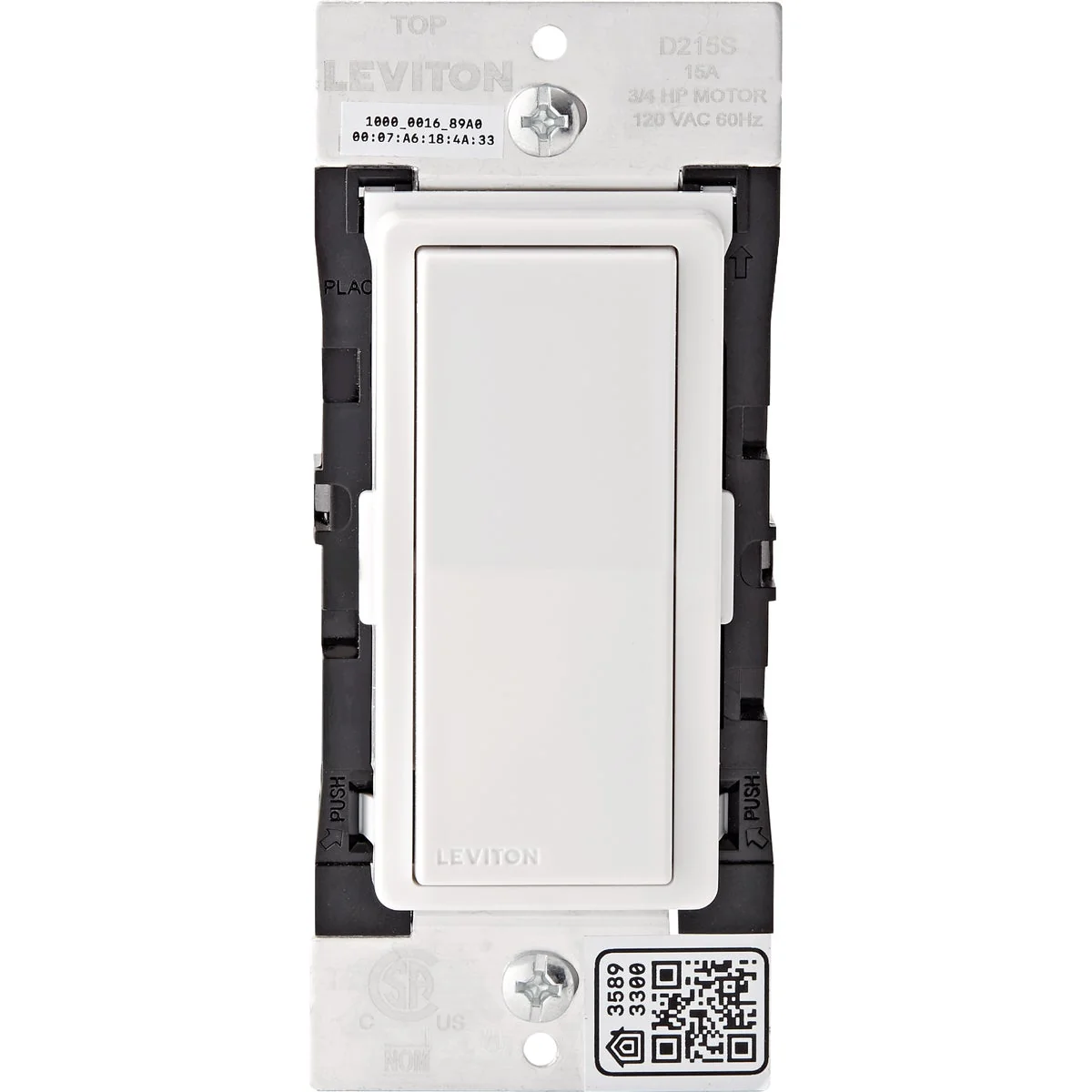 Responsible Leviton Decora Smart WiFi 15A 120V White Rocker Switch Green