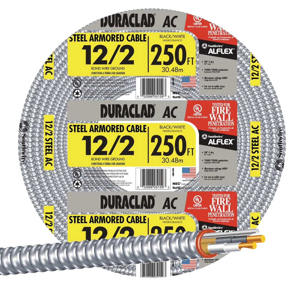 Sustainable Southwire 250 Ft. 12 2 AC Armored Cable Electrical Wire Enhanced