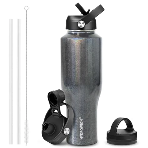 Functional 40 oz Insulated Water Bottle with Straw fit in Car Cup Holder Official