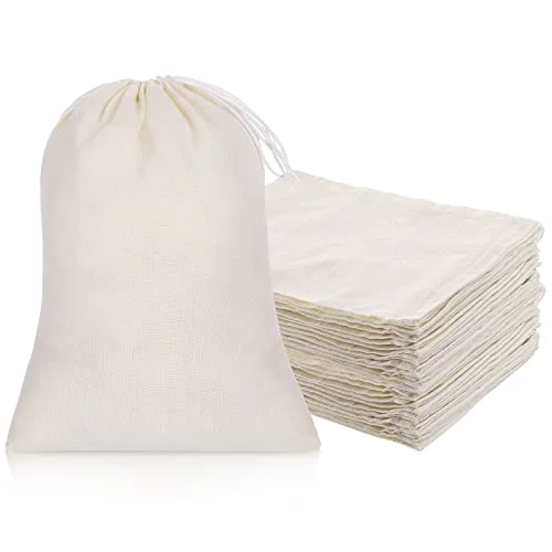 Selected 50 Pcs Cheese Cloth Tea Bags 6 x 8 inch for Straining Reusable Tea Filter Loose Empty Soup Spice Bags for Cooking Cold Brew Coffee Muslin Strainer 50 Count Effective