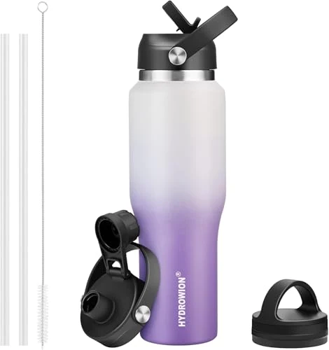 Consistent 40 oz Insulated Water Bottle with Straw fit in Car Cup Holder Durable