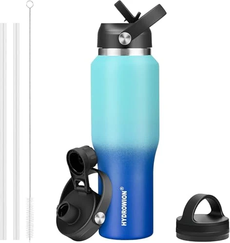 Verified 40 oz Insulated Water Bottle with Straw fit in Car Cup Holder Casual