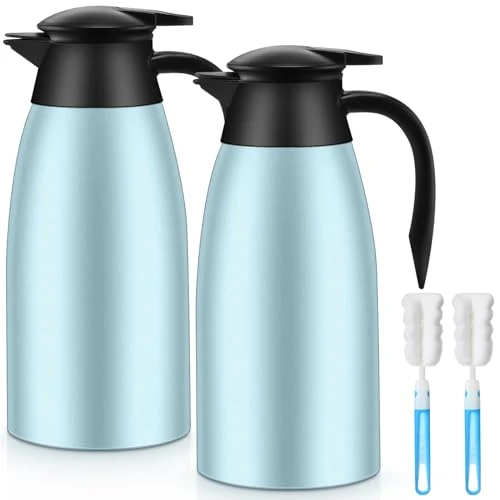Authentic 2 Pcs Thermal Coffee Carafe Insulated Stainless Steel Coffee Carafe for Hot Liquid Vacuum Thermal Pot Creamer Pitcher Dispenser with Brushes Keeping Hot Water Milk Environmentally Friendly