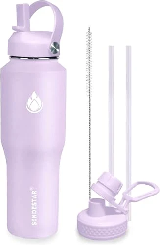 Trusted 32oz Water Bottle Wide Mouth Stainless Steel Vacuum Insulated Double Wall with 2 Straw Lids Fit in Any Car Cup Holder Carefully Designed