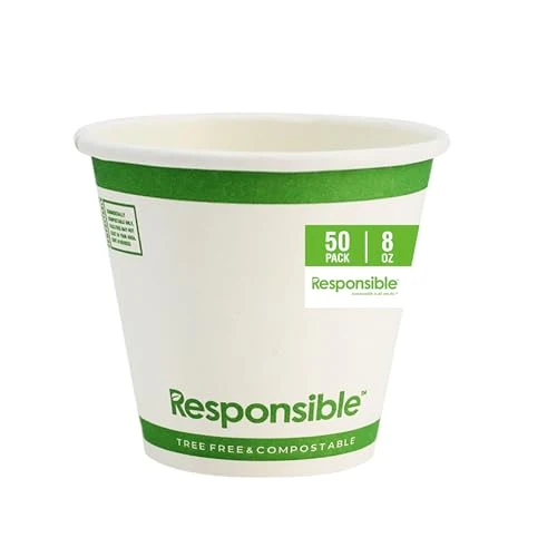 Comfortable Compostable 8 oz Paper Cups 50 Count First-Class