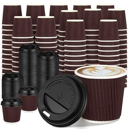 User-Friendly 100 Set 4oz Disposable Espresso Coffee Cups with Lids 100 Count Consistent