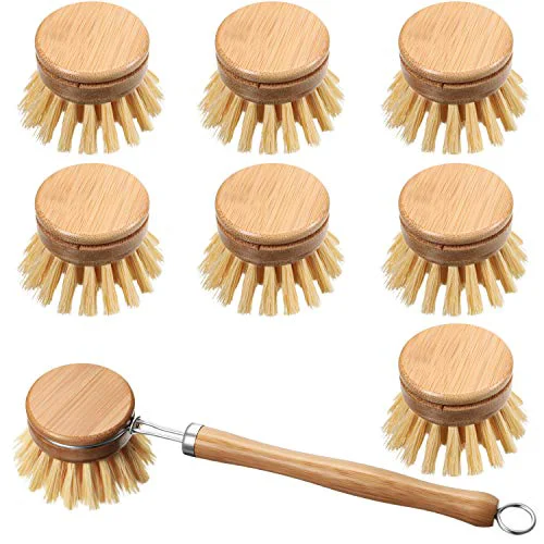 Green 8 Pcs Dish Brush with Wood Handle Original