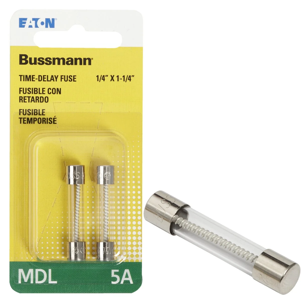 Original Design Bussmann 5A MDL Glass Tube Electronic Fuse 2-Pack Superior
