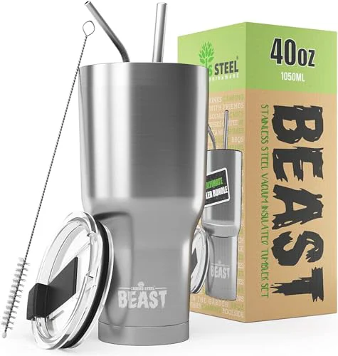 Clean Beast 40 oz Tumbler Stainless Steel Vacuum Insulated Coffee Ice Cup Double Wall Travel Flask Recyclable