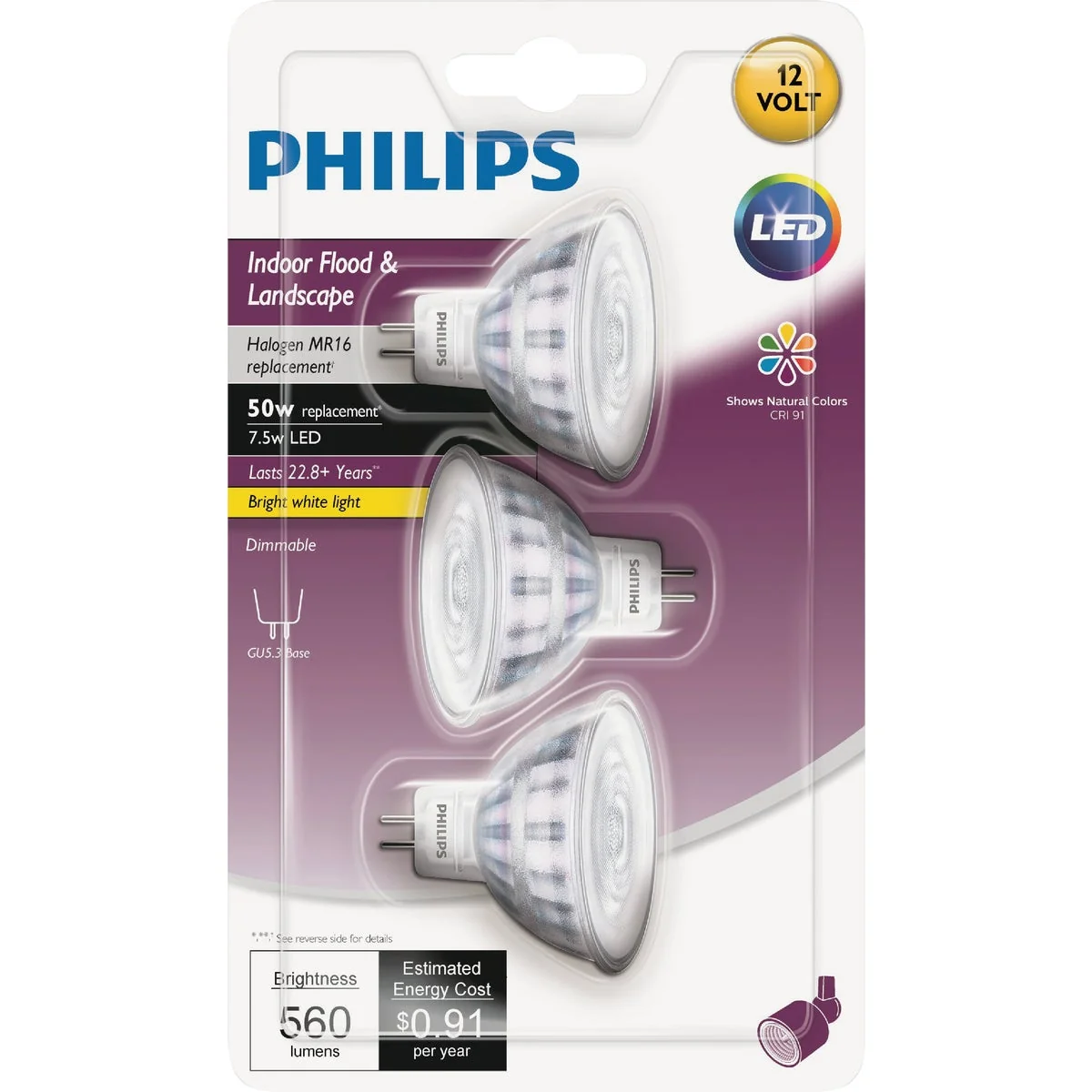 Easy-to-Use Philips Classic Glass 50W Equivalent Bright White MR16 GU5.3 LED Floodlight Light Bulb 3-Pack Responsible