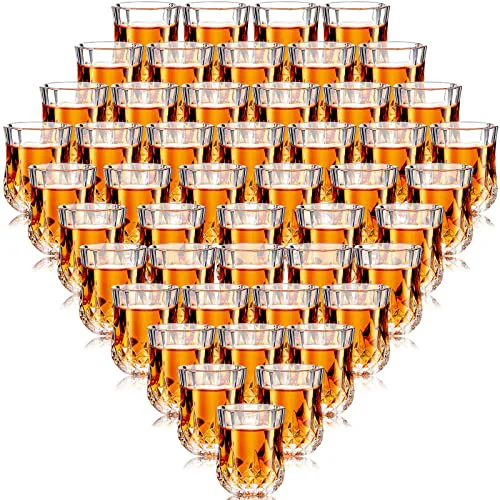 Superior 48 Pcs 1.7 oz Mini Shot Glasses Set Whiskey Tasting Glasses Heavy Duty Base Clear Shot Cup Cute Cordial Mini Wine Cups for Bourbon Professional