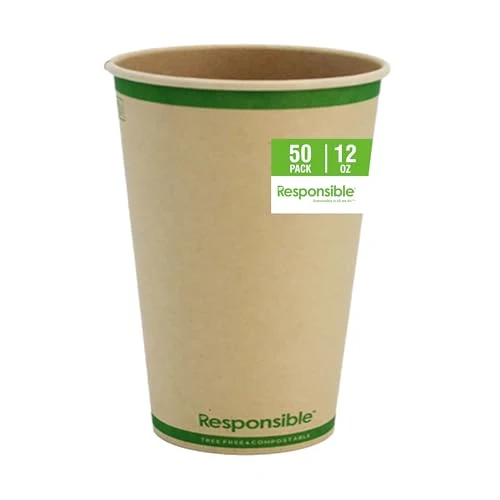 Smooth Compostable 12 oz Paper Cups 50 Count Powerful