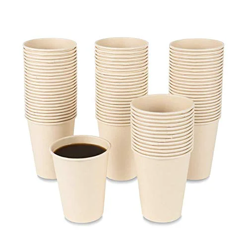 User-Friendly 15 oz Disposable Light Brown Paper Coffee Cups Bamboo Fiber 160 Pack 160 Count Optimized