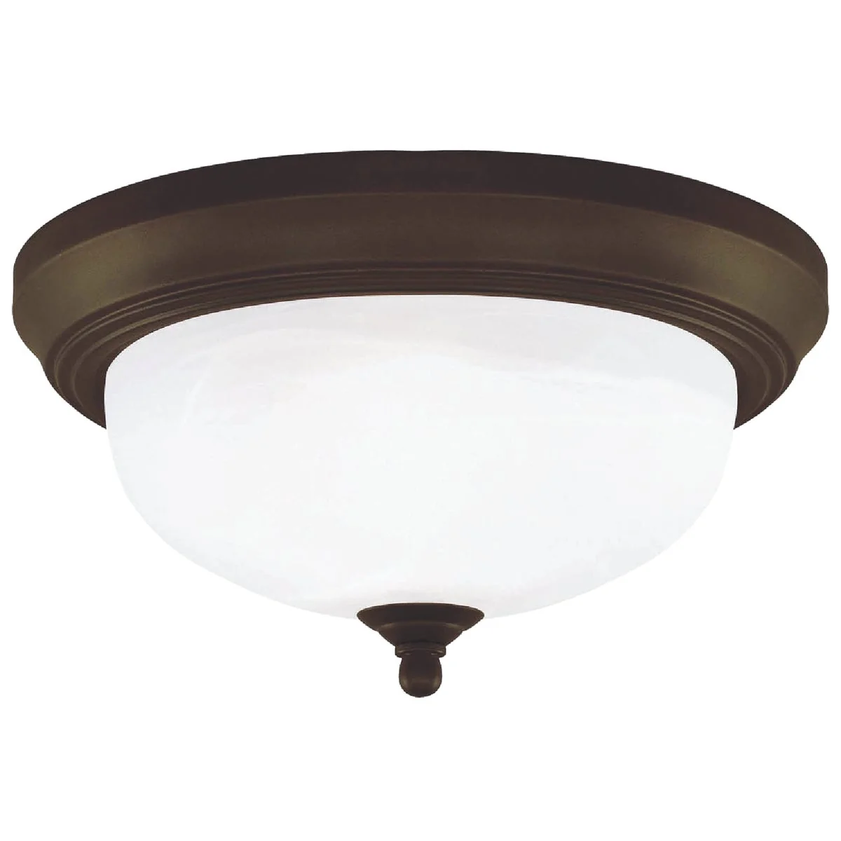 Recyclable Home Impressions 13 In. Oil Rubbed Bronze Incandescent Flush Mount Ceiling Light Fixture with Alabaster Glass Contemporary