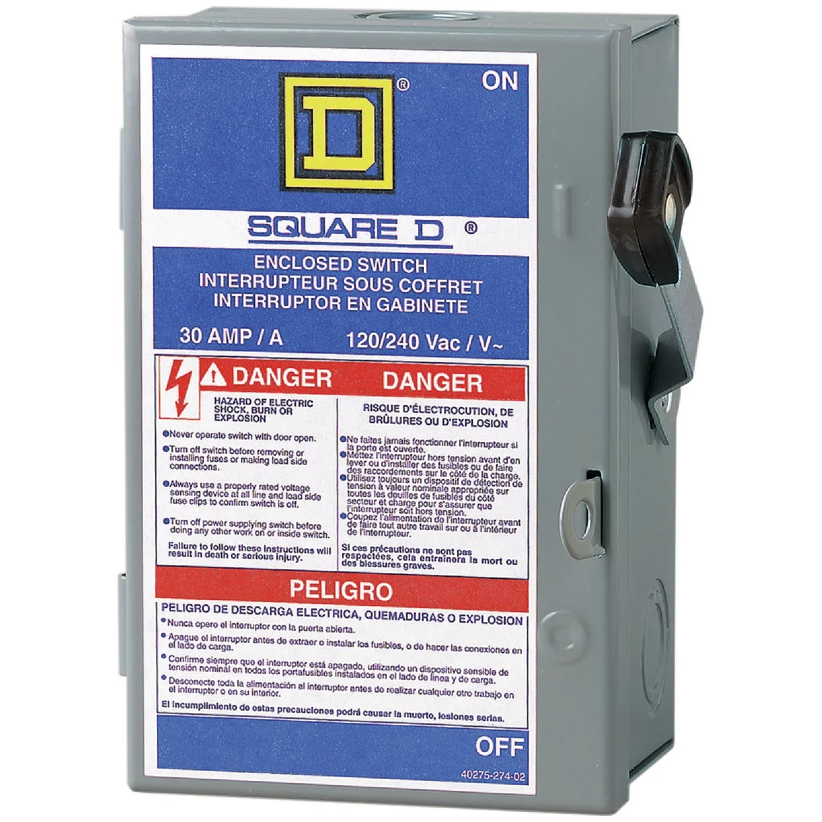 Genuine Square D 30A L Series Light-Duty Plug Fuse Enclosed Safety Switch With Neutral Effective