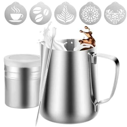 Casual 4Pieces Stainless Steel Milk Frothing Pitcher Set Flexible