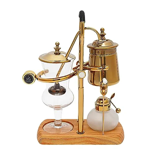 Lightweight Balance Syphon Coffee Maker Elegant Unique Belgian Machine for Coffee and Tea Easy to Clean Integrated Filter Gold Accents Decorative Design Tasting Coffee Espresso Brewer Refined