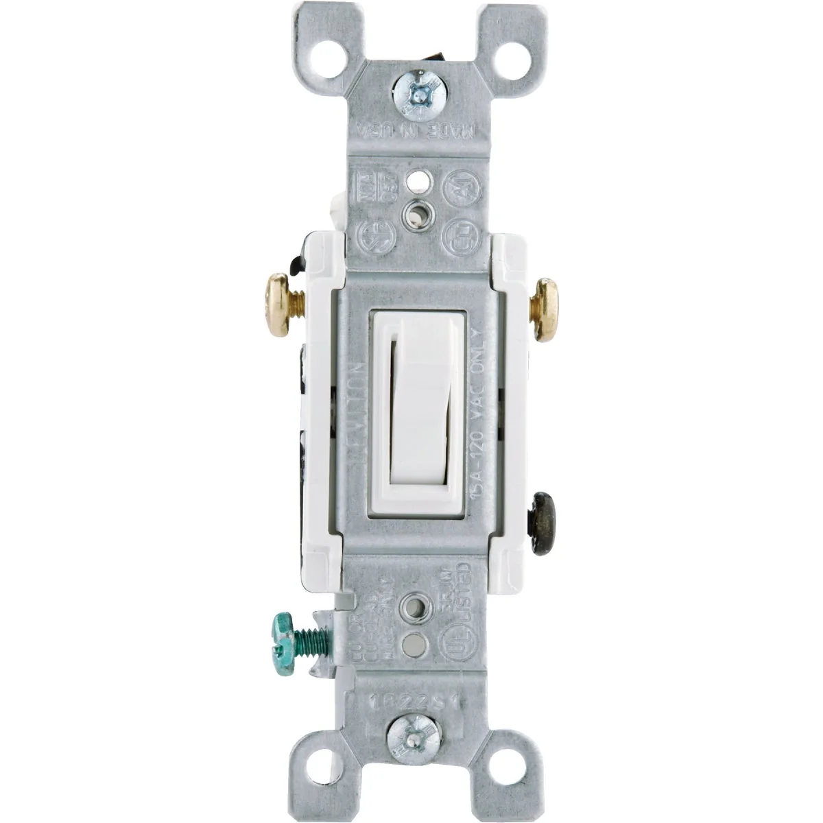 Official Leviton Quiet Grounded Toggle White 15A 3-Way Switch Soft