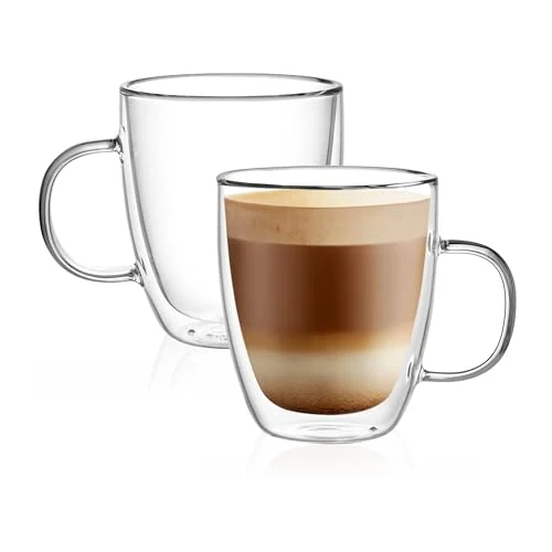 Proven Double Wall Glass Coffee Mugs 12 oz 2 Count Selected