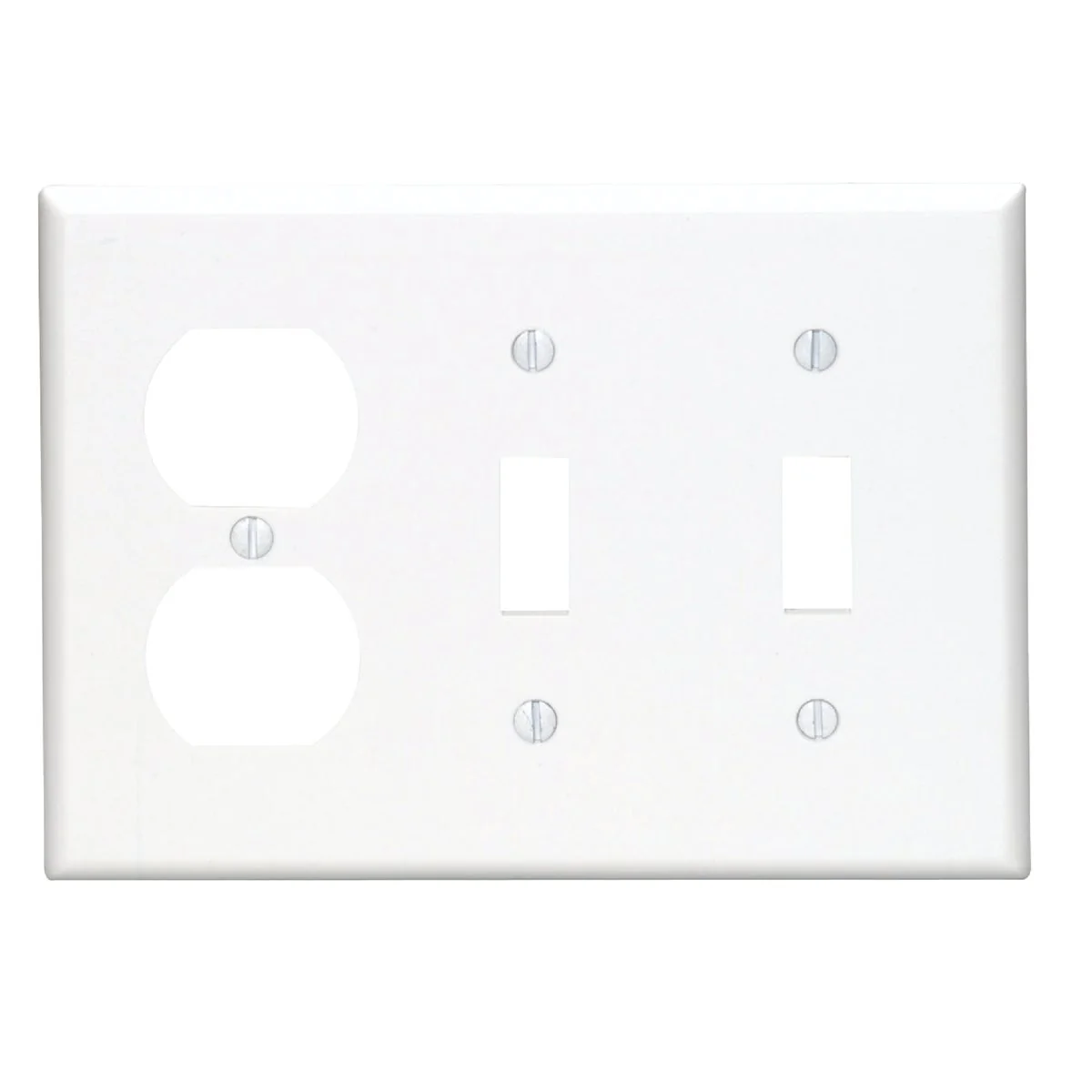 Effective Leviton 3-Gang Plastic 2-Toggle Duplex Outlet Wall Plate White Organic