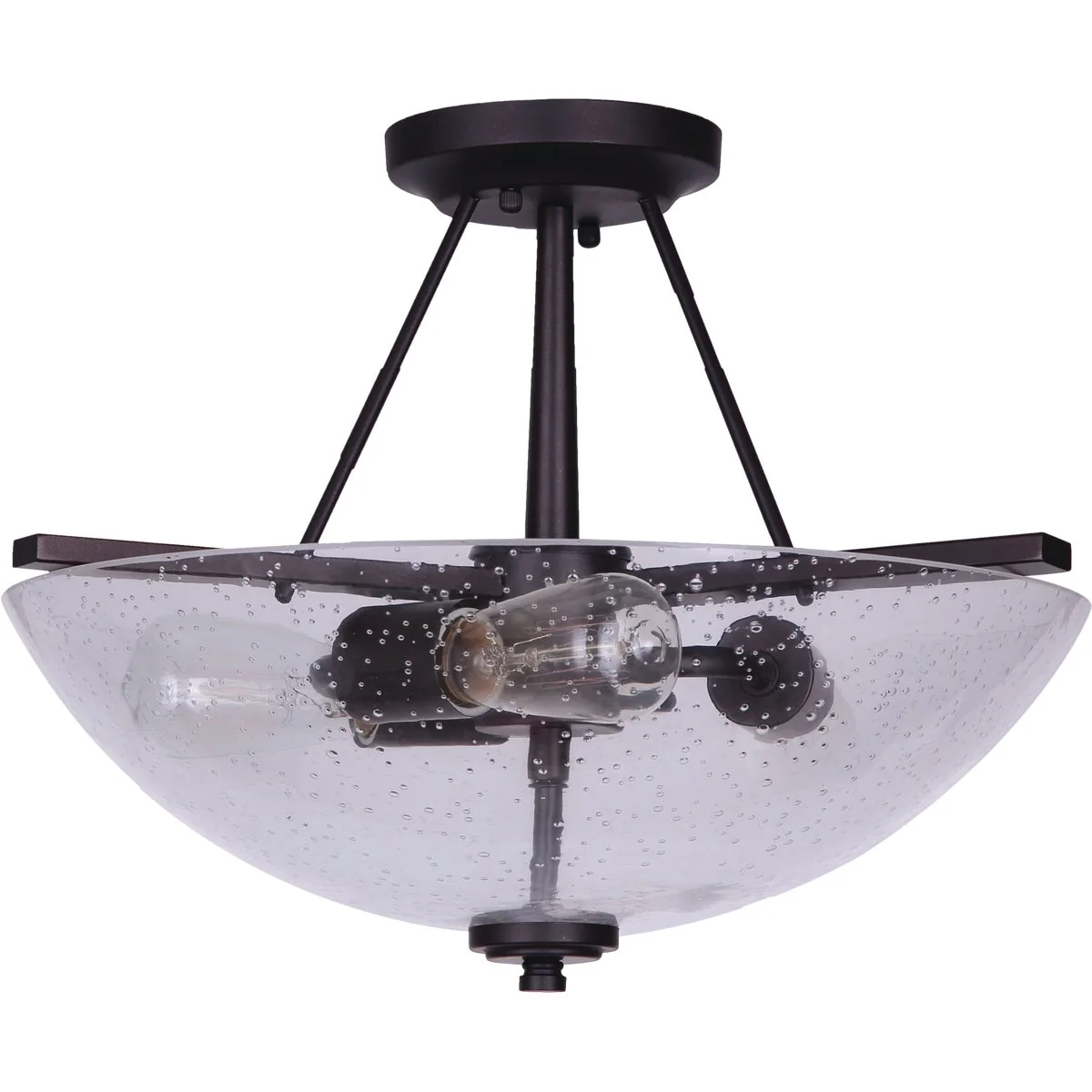 Secure Home Impressions 15 In. Oil Rubbed Bronze Semi-Flush Mount Ceiling Light Fixture Seeded Glass Authentic
