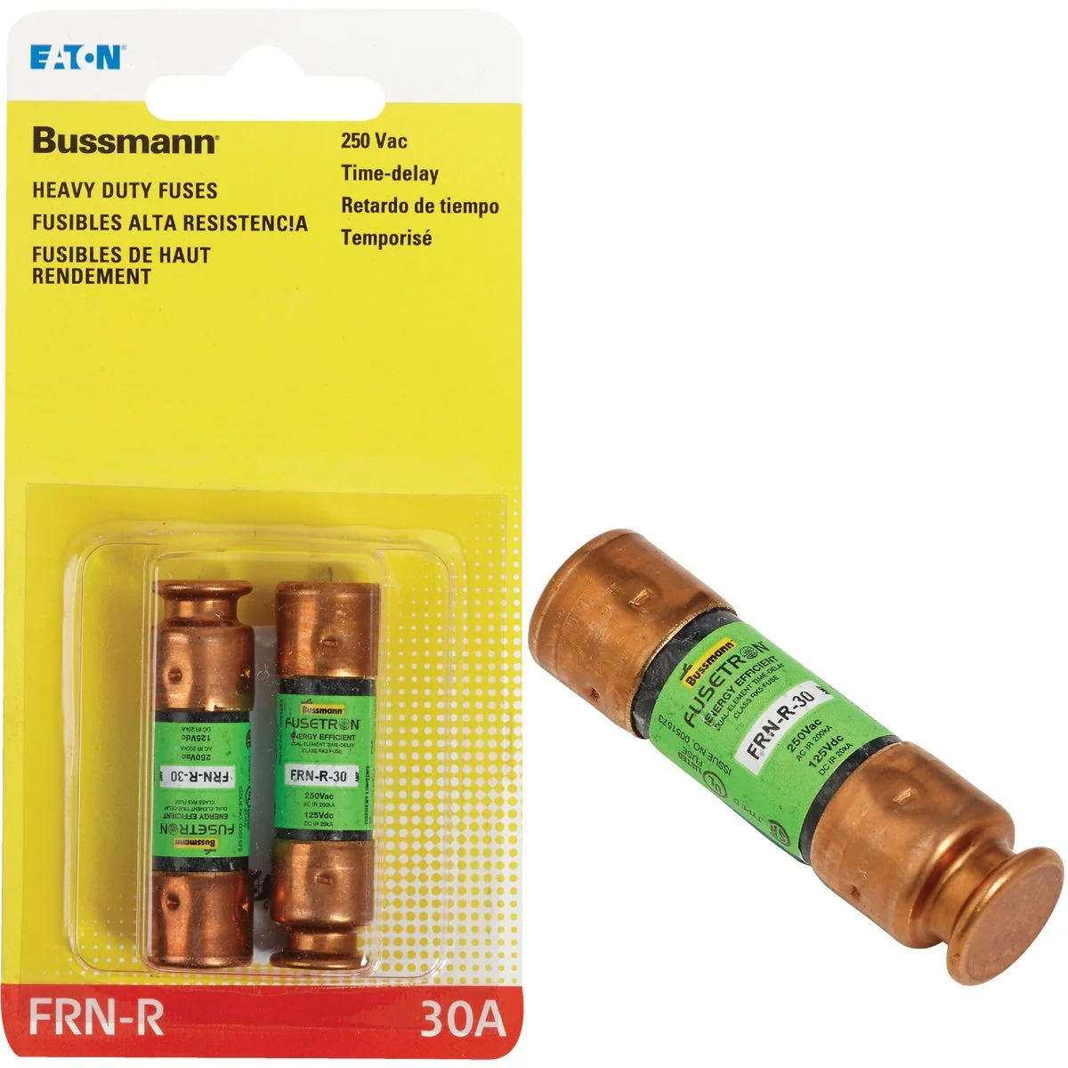 Authentic Bussmann 30A FRN-R Cartridge Heavy-Duty Time Delay Cartridge Fuse 2-Pack Proven