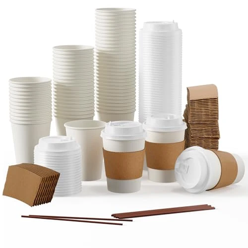 World-Class 100 Pack 12 oz Paper Coffee Cups 100 Count Fashionable