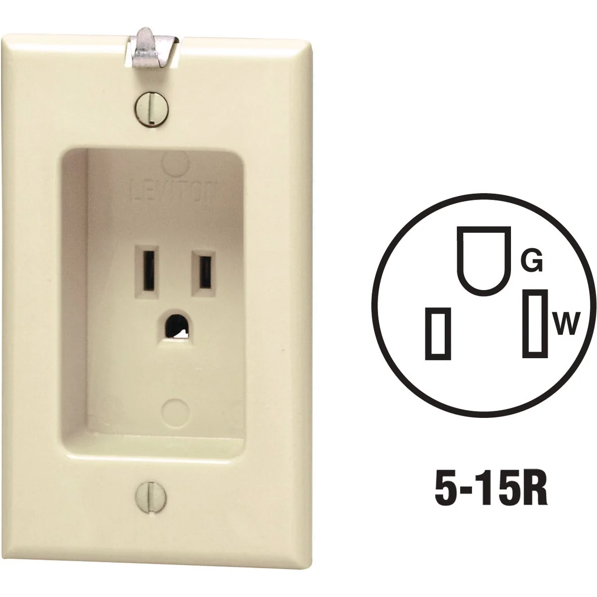 Natural Leviton 15A Ivory Residential Grade 5-15R Single Clock Outlet Efficient