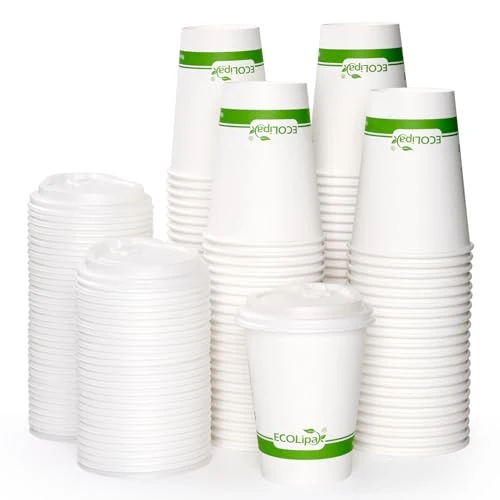 High-Performance 100 Count 12 oz Compostable Paper Coffee Cups with CPLA Lid Quality