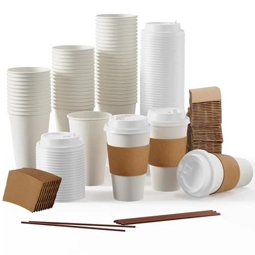 Certified 100 Pack 16 oz Paper Coffee Cups 100 Count Quality