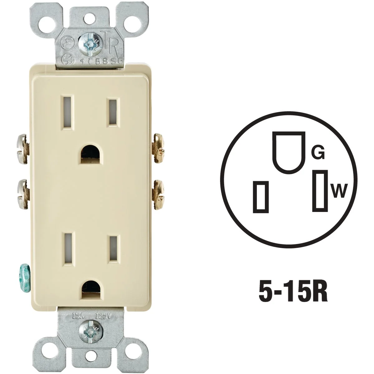 Elite Leviton Decora 15A Ivory Tamper Resistant 5-15R Duplex Outlet Breathable