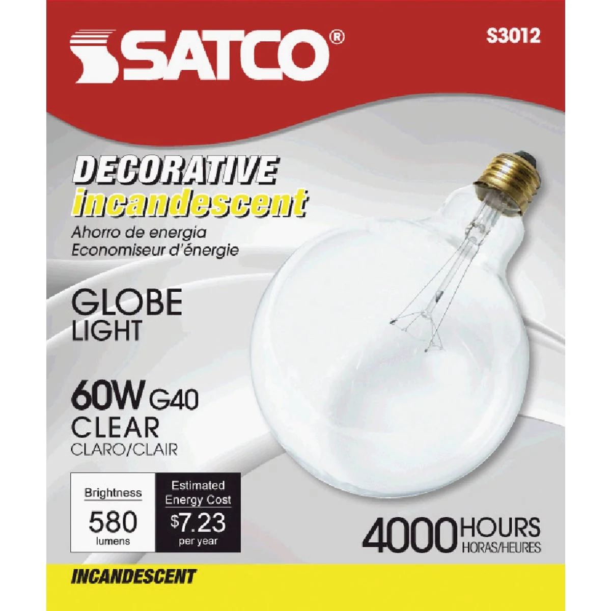 Luxury Satco 60W Clear Medium Base G40 Incandescent Globe Light Bulb Green