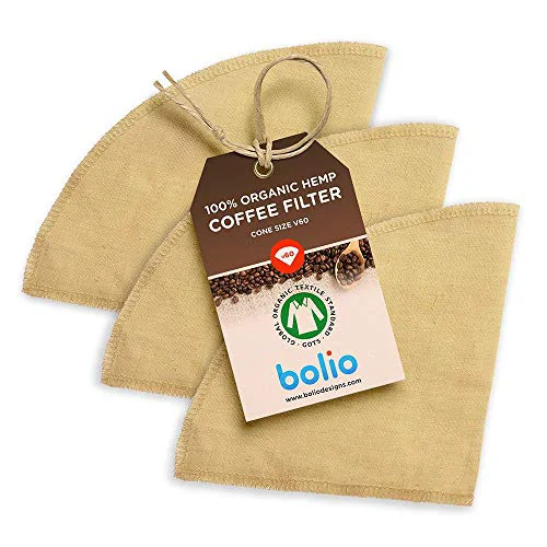 Soft Organic Hemp Reusable Coffee Filters 3 Count Long-Lasting