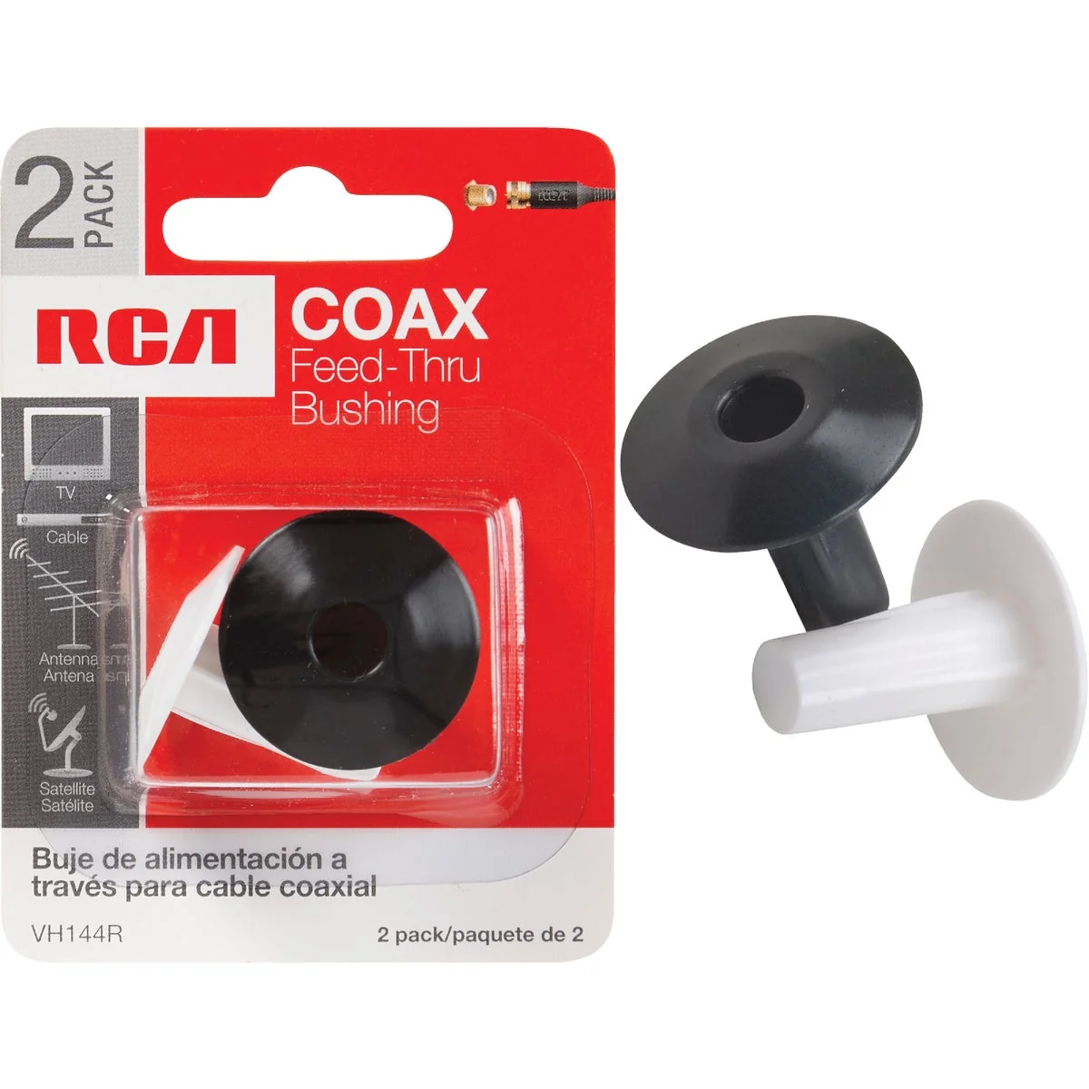 Natural RCA Plastic Feed-Thru Coax Bushing 2-Pack Detailed