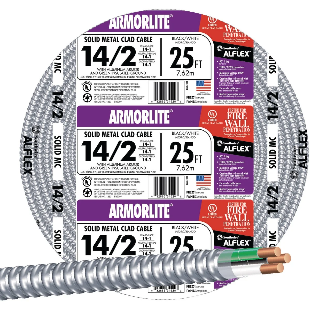 Stylish Southwire 25 Ft. 14 2 MC Armored Cable Electrical Wire Relaxed