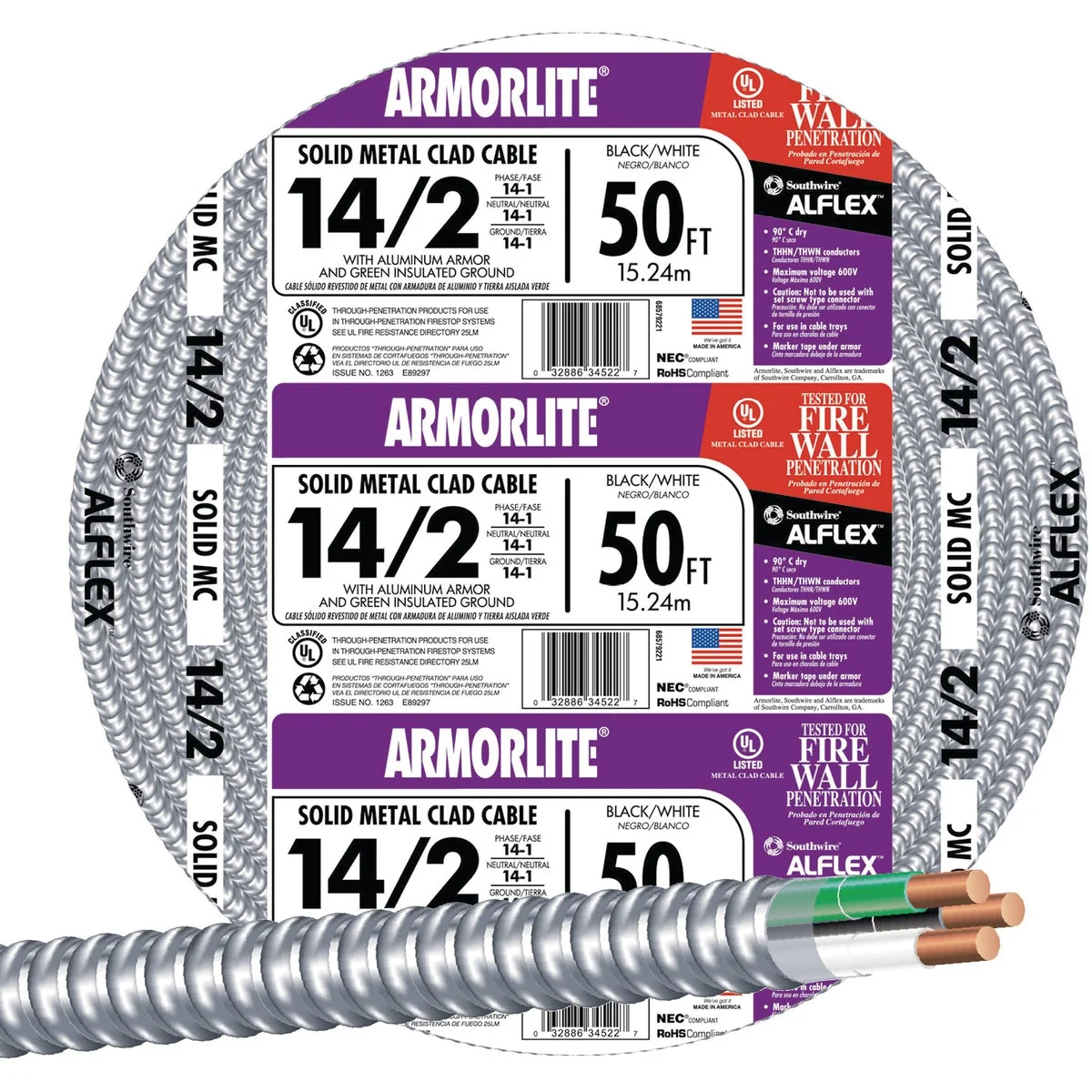 Luxury Southwire 50 Ft. 14 2 MC Armored Cable Electrical Wire Fast